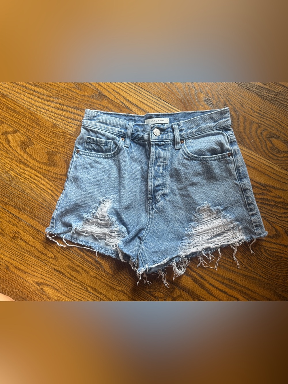 Pacsun Vintage High Rise Distressed Denim Shorts Sz 25